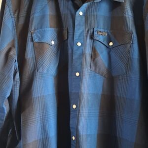Wrangler Black and Blue Plaid Casual Shirt